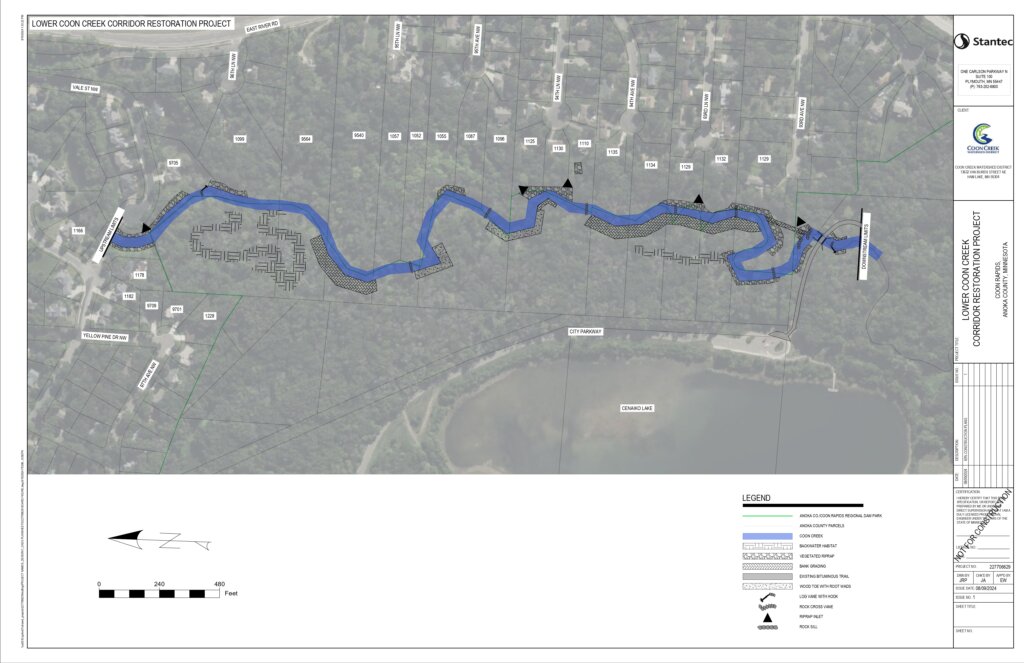 Image of creek restoration elements from current design engineering sheet